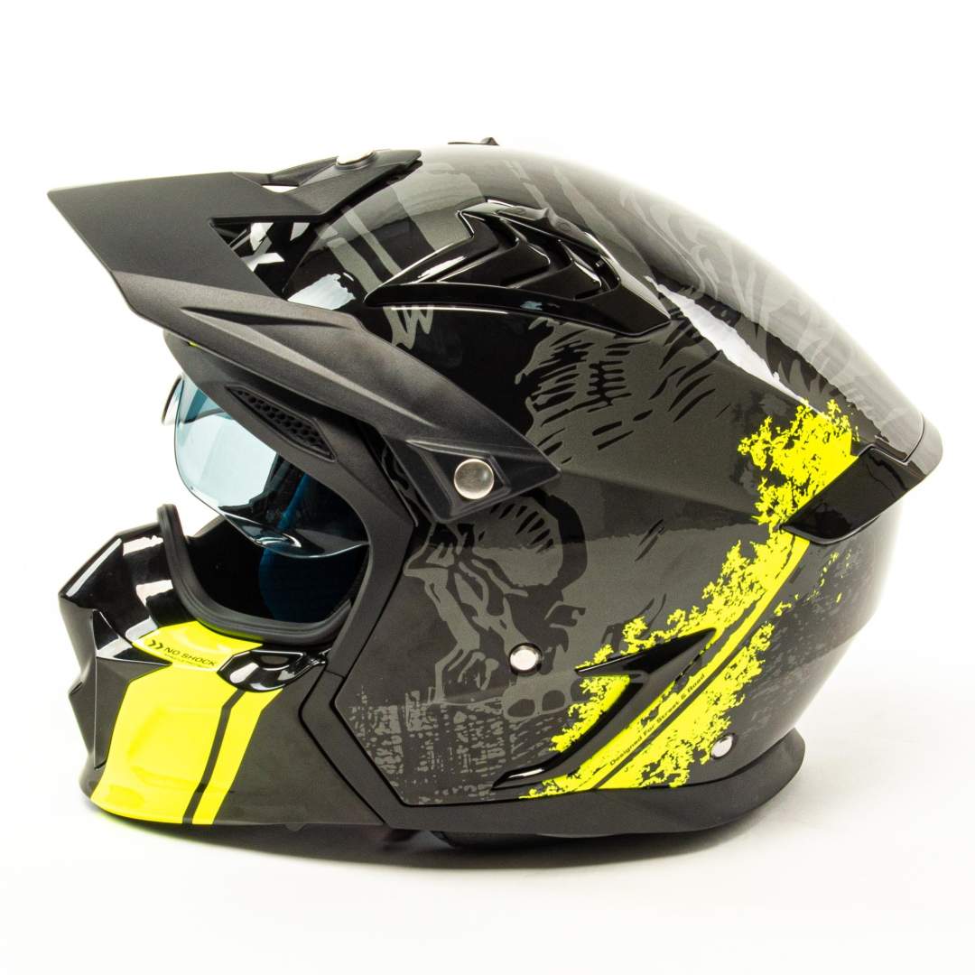 Шлем мото мотард GTX 690 №2 (XXL) BLACK/FLUO YELLOW GREY